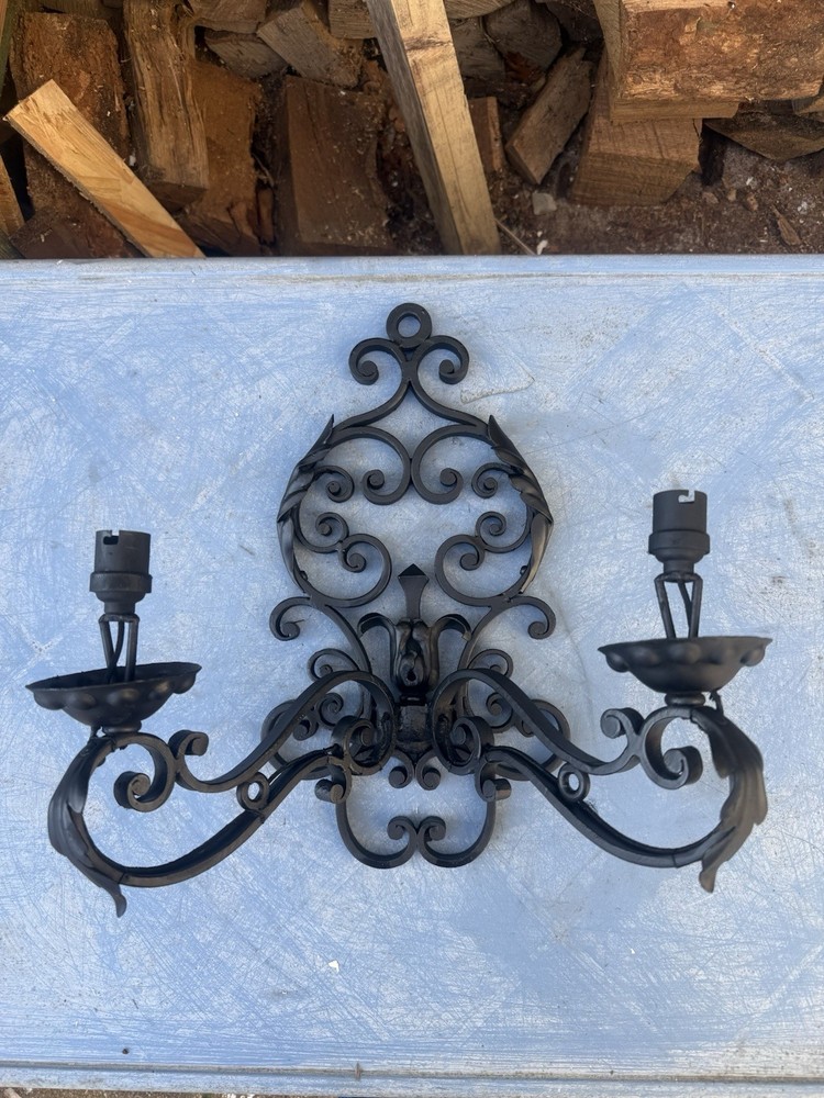 Vintage Wrought Iron Wall Light Sconce