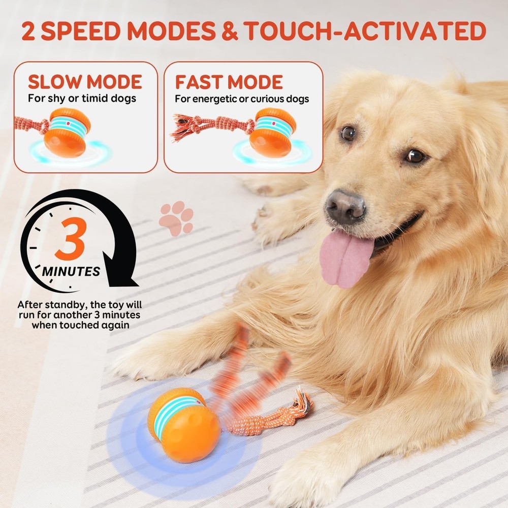 QGI Interactive Dog Toys, Random Path Electric Automatic Moving and Rolling
