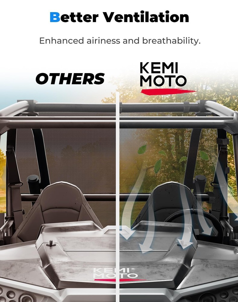 KEMIMOTO XP 1000 Rear Window Net UTV Soft Mesh Ventilated Sun black