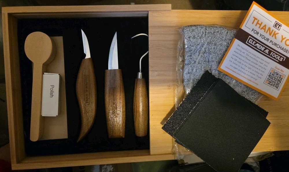 9 Piece Elemental Tools Wood Carving Set, New