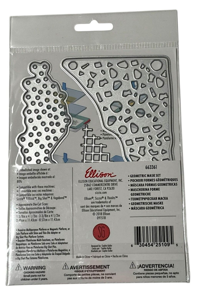 Sizzix Thinlits Geometric Mask Set Dies Paper Cutting Background Dot Confetti