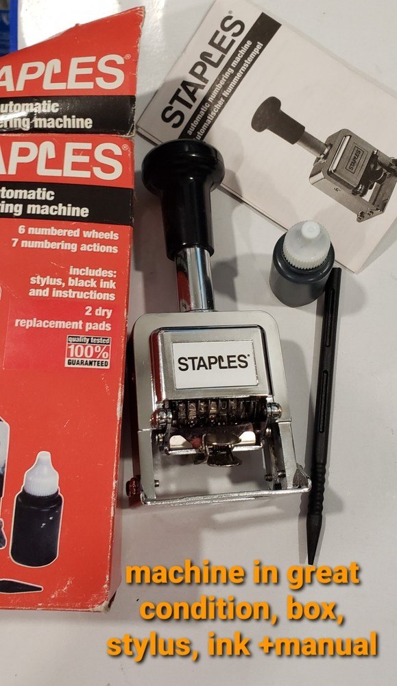 Staples Automatic Numbering Machine, Refurbished In Box- 6 Number Stamp Machine