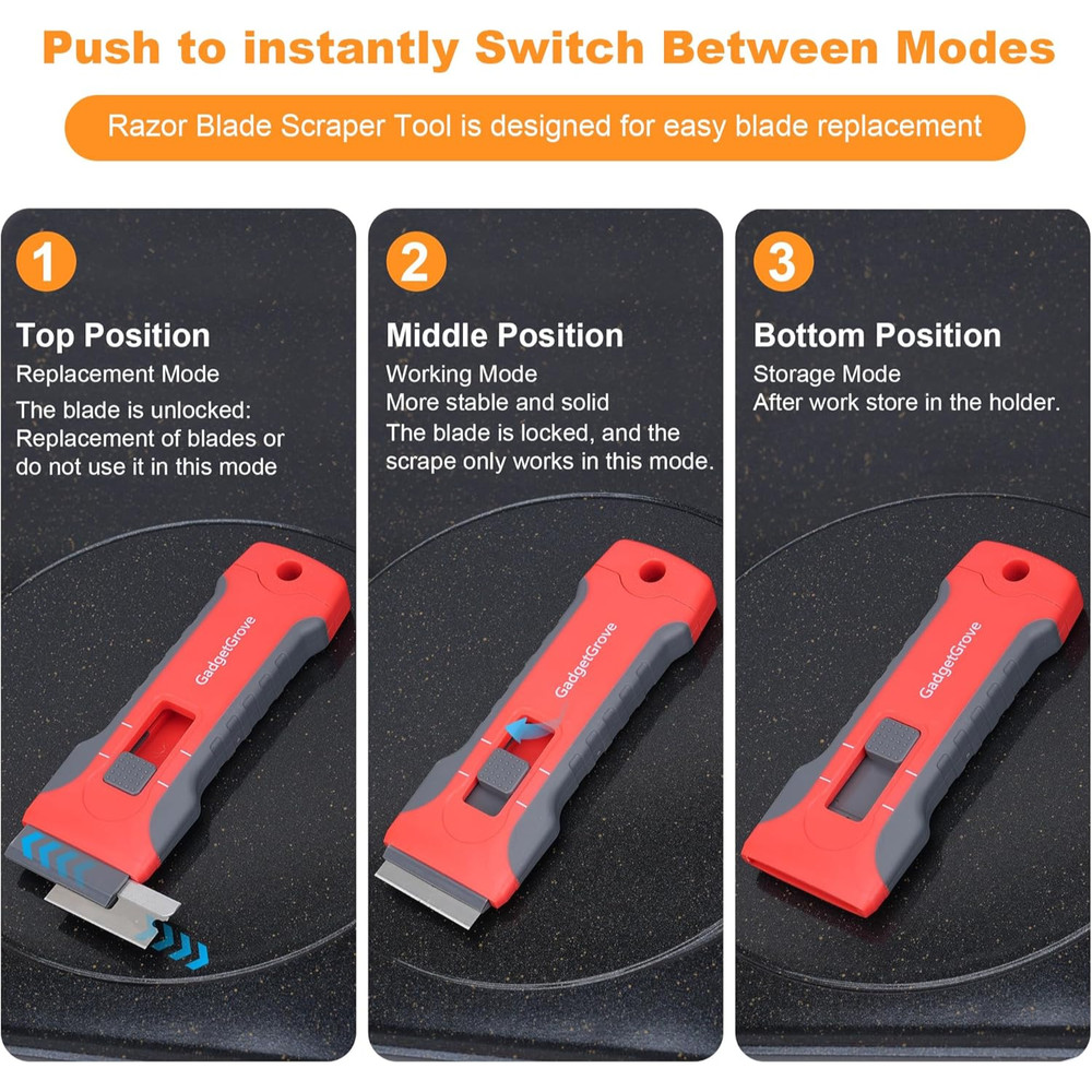 Razor Blade Scraper with 2 Pcs Plastic Scraper