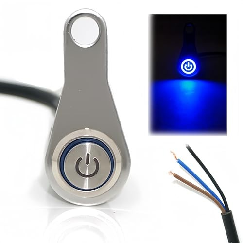 Motorcycle Universal Handlebar Light Power Control Switch Push Button Blue