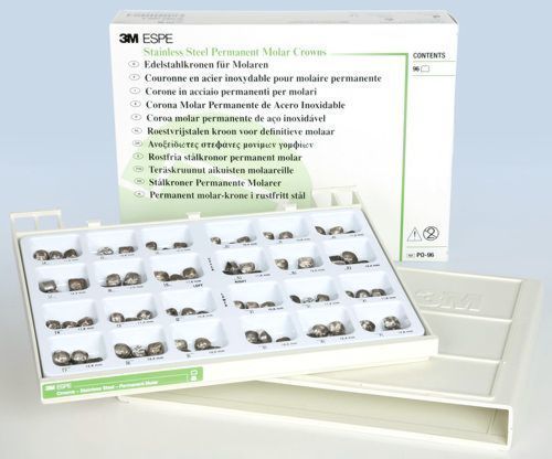 PO96 ASSORTED PERMANENT MOLAR STAINLESS STEEL CROWNS COMPLETE KIT