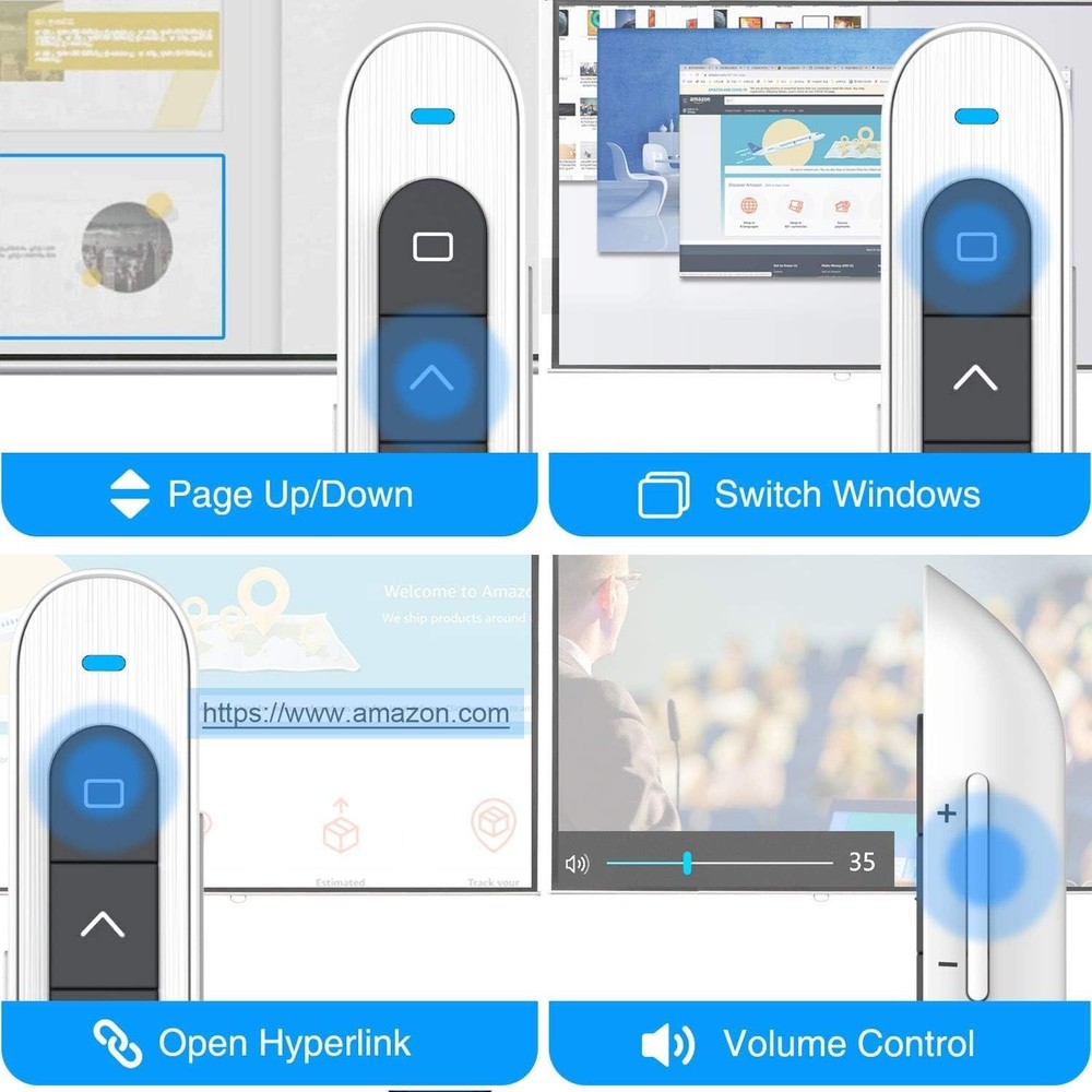 N27 White Presentation Clicker - Customizable Remote for PowerPoint Excellence