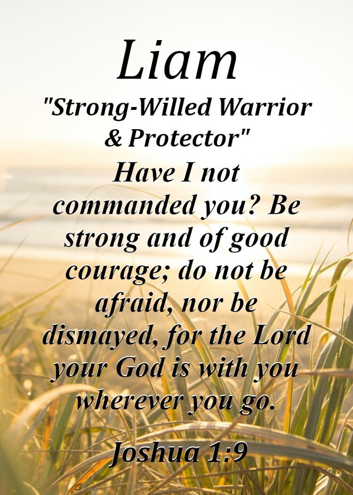Liam "Strong-Willed Warrior & Protector" Keepsake Name Meaning Card Bible Verse