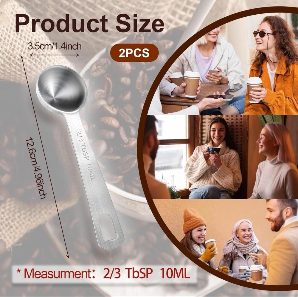 2pcs 2/3 Tablespoon 10 ML Stainless Silver Spoon