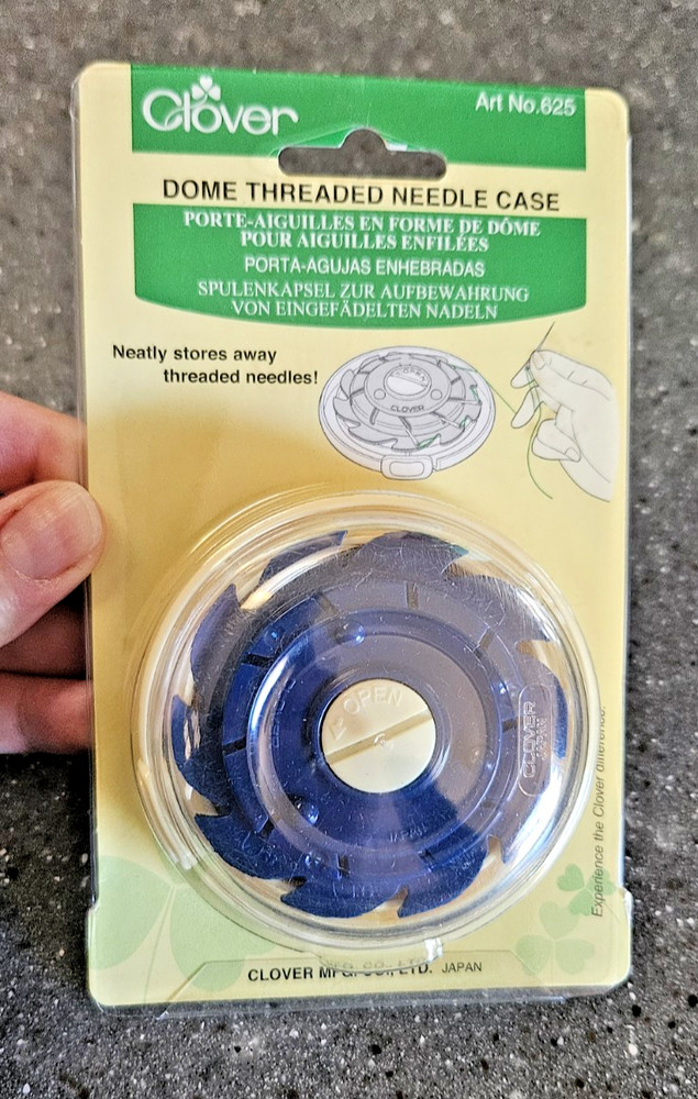 Clover Dome Threaded Needle Case - Blue - Stores up to 10 Threaded Needles