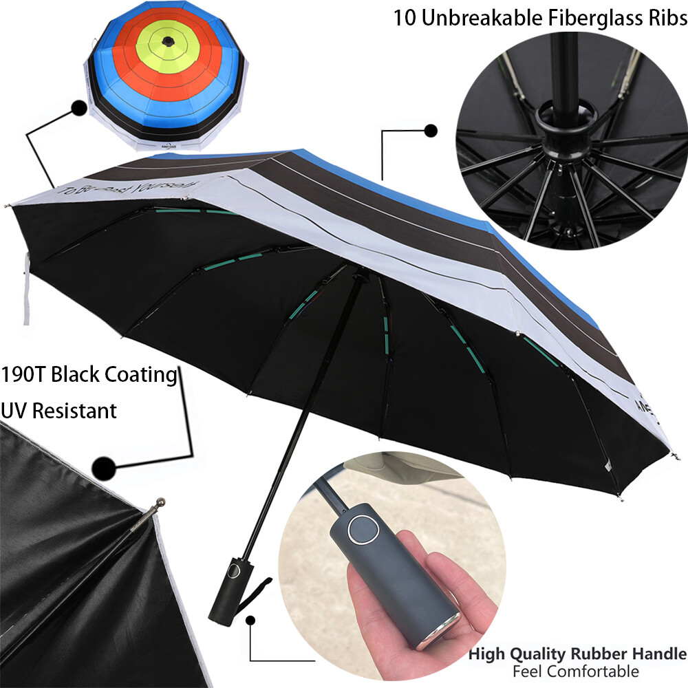 UV Protection Travel Umbrella Target Archery Windproof Sun Blocking Auto Open