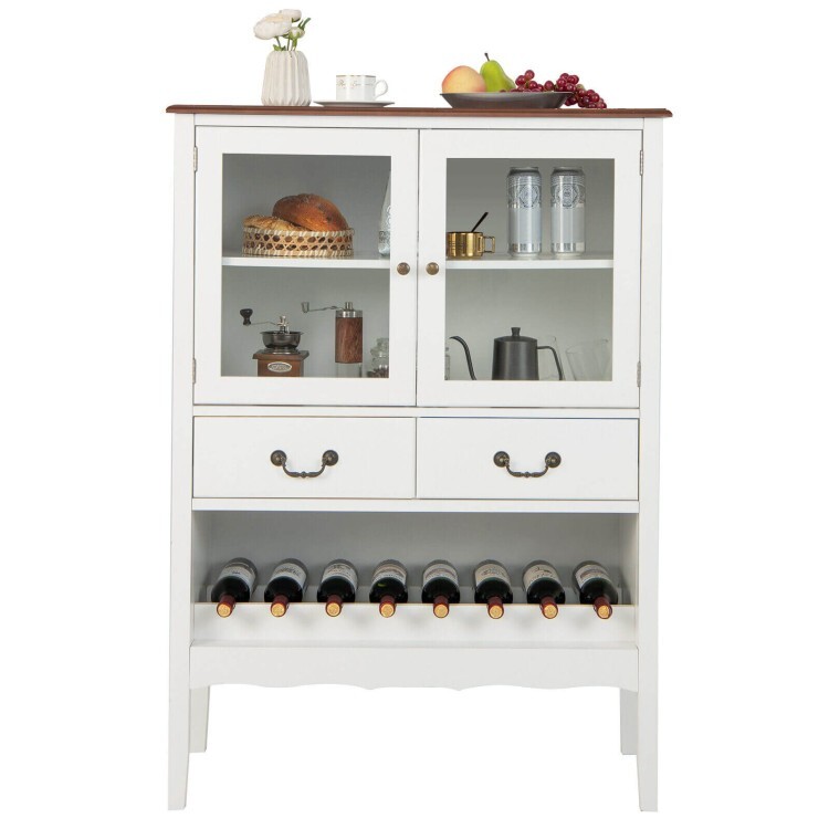 Sideboard Buffet Storage Cabinet Cupboard Kitchen With 3 Level Adjustable Shelf