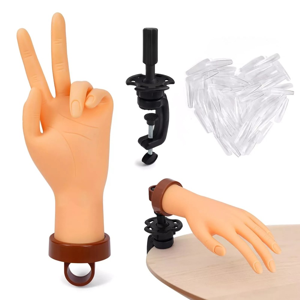 Practice Hand for Acrylic Nails, Flexible Mannequin Hands for Nails Practice,...