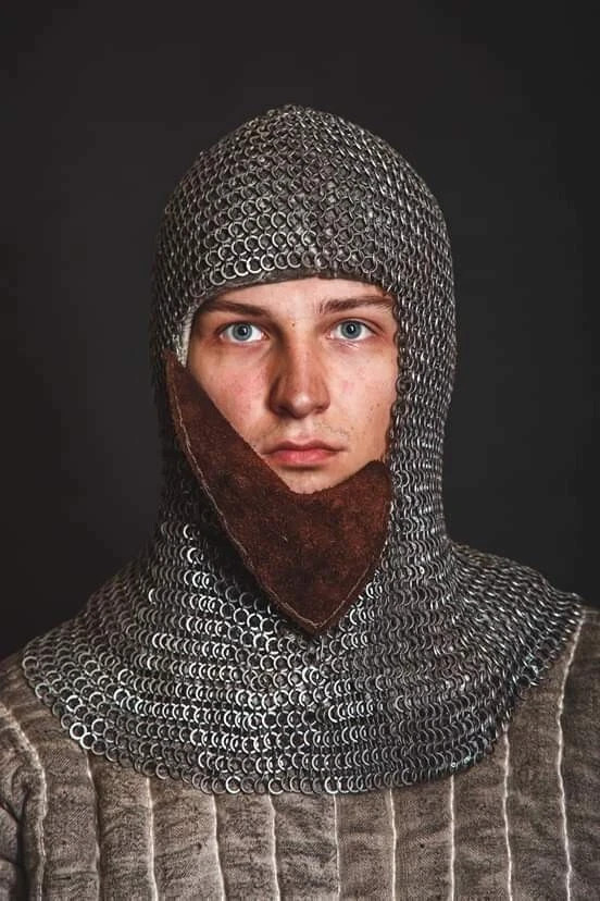 Chainmail Coif Face Covered 9 mm Riveted Chainmail Armor Chain mail Hood