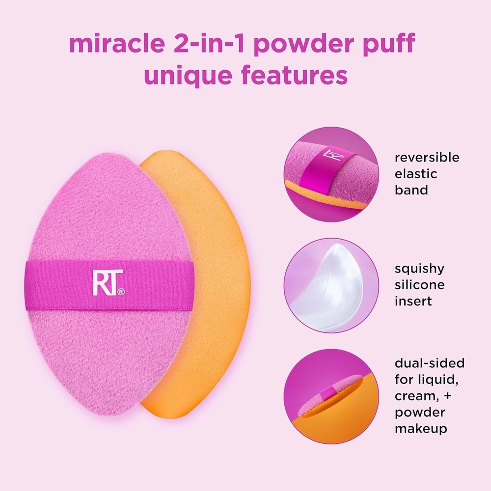 Real Techniques Miracle 2-In-1 Powder Puff, Dual-Sided, Full-Size Makeup...