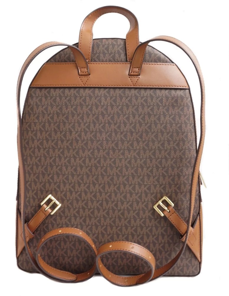 MICHAEL KORS JAYCEE MEDIUM ZIP POCKET BACKPACK BAG LOGO Brown