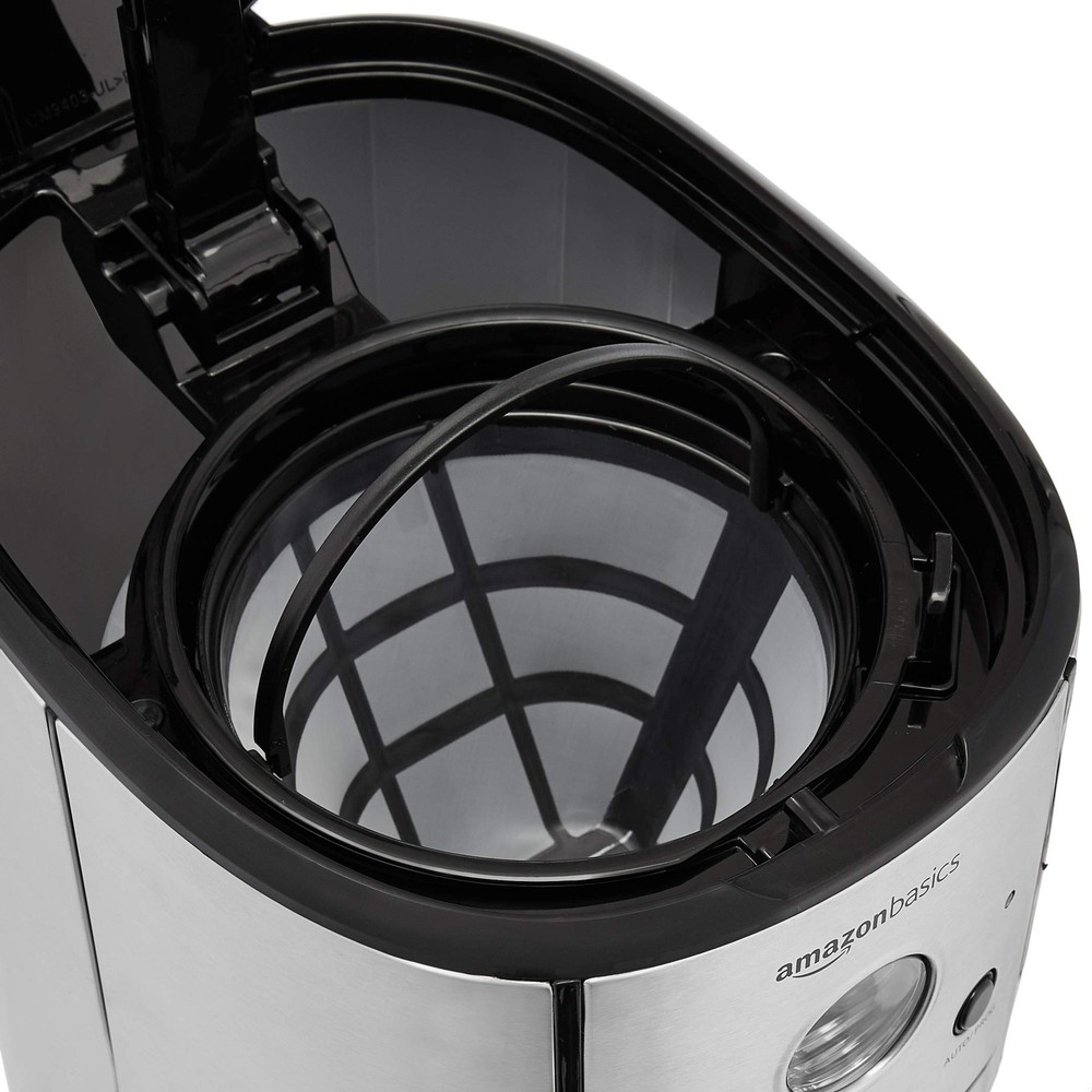 Amazon Basics Programmable Coffeemaker with Carafe and Reusable Filter, Stainles