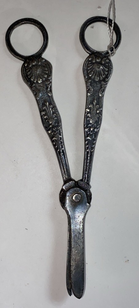 VINTAGE SILVER SOLDERED HANDMADE FLORAL PATTERN SCISSORS CRIMPER 6.5"