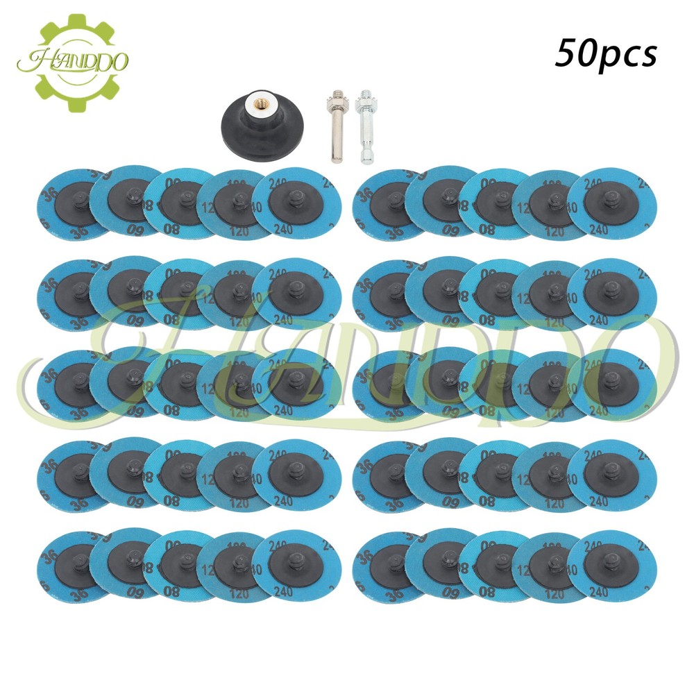 50Pcs Mixup 2" roll Lock Quick Change Discs Set Sanding Discs with 1/4" Holder