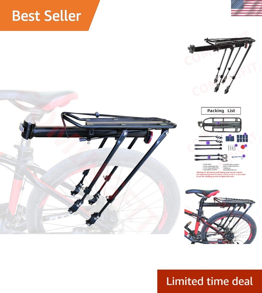 Rear Seat Mount Cargo Rack - 180lbs Capacity, Quick Release & Easy Installation
