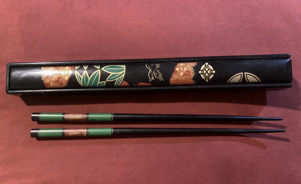 Japanese Wooden Chopsticks In Plastic Lacquer Slide Box