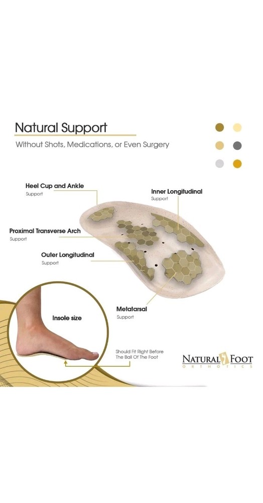 Natural Foot Orthotics Original Insert Men's Size 15 max