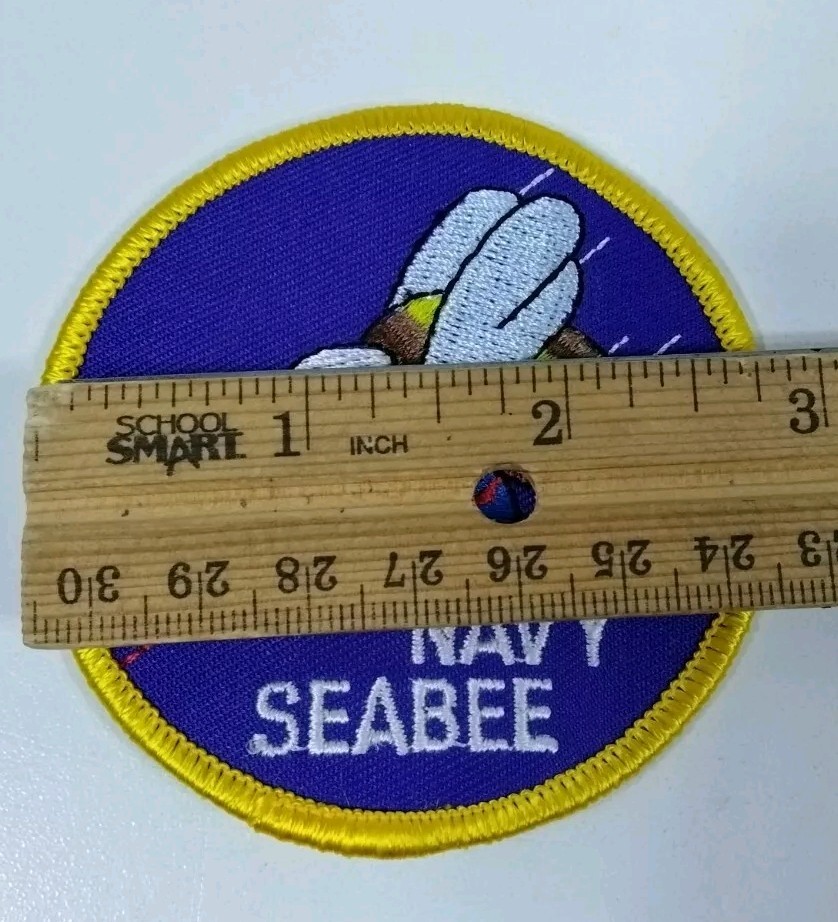 US Navy Seabees Embroidered Patch Naval Construction Battalion Bumblebee Weapon
