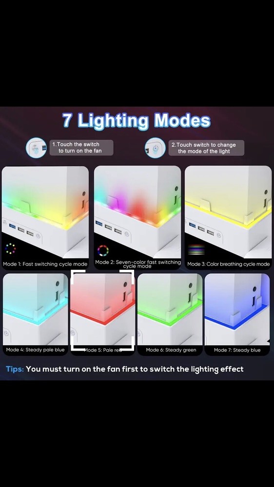 Xbox Series S Wall Mount With Cooling Fan System LED Lights an Controller Holder