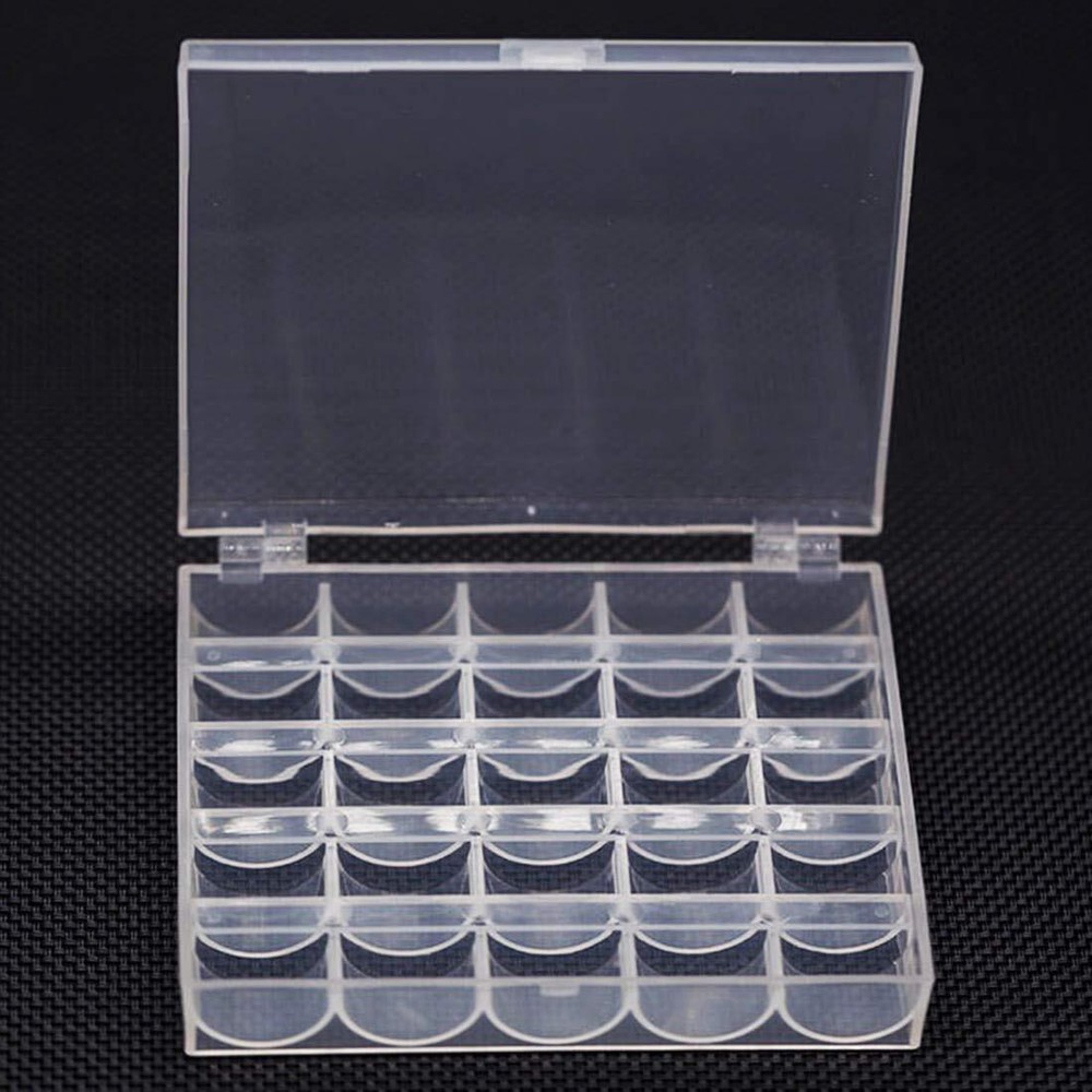 2 Pack Bobbin Box, Machine Bobbin Organizer Plastic Case, 25 Slots Empty Bobbins