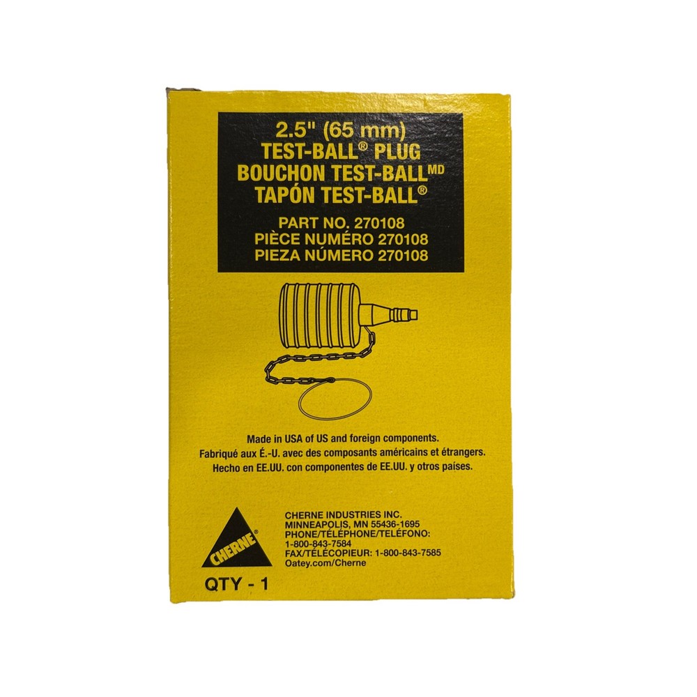 Cherne 270108 Test Ball Plug,Pneumatic,2.5 In,Rubber