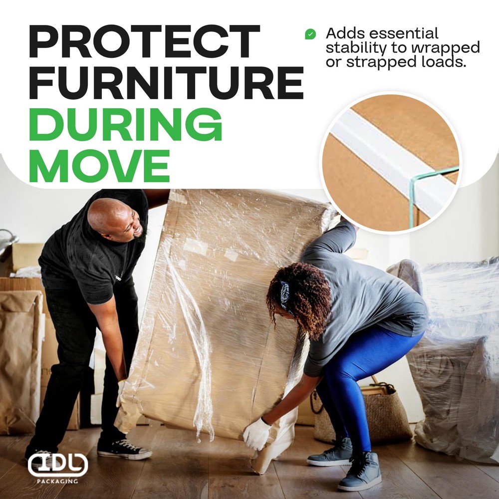 IDL Packaging 2” x x 24” Cardboard Edge Protector (Pack 2W" x 24L", White