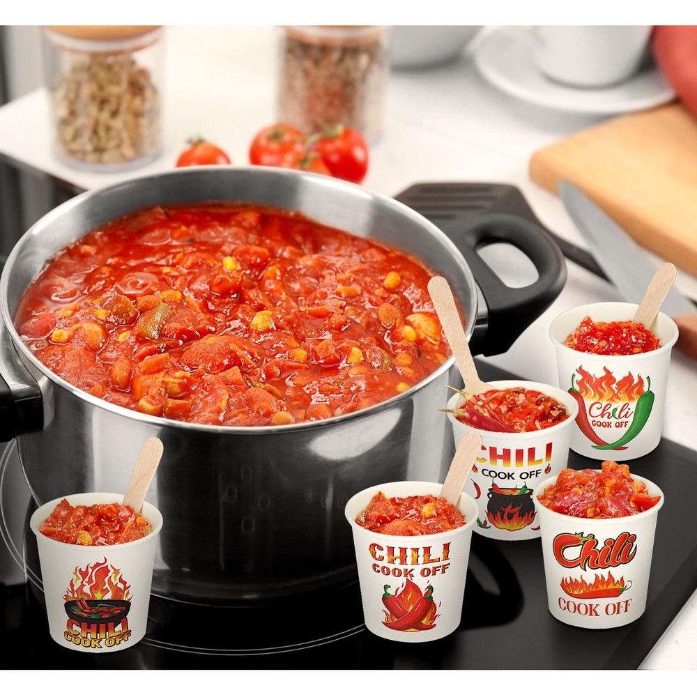 400 Pcs Chili Cook off Party Decorations Include 200 Disposable Sample Tastin...