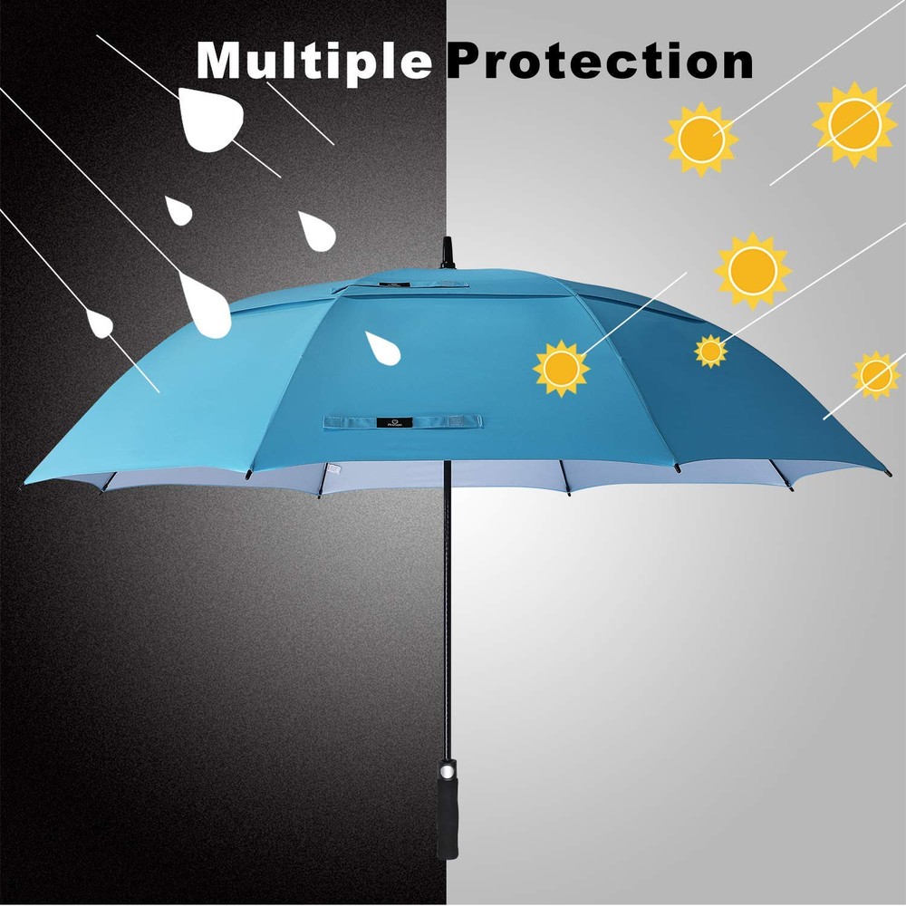 62 Inch Extra Large Golf Umbrella Double Canopy Automatic Open Sun Rain Stick...