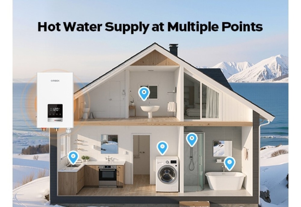 14kW Tankless Water Heater Electric, ORBEK 240 Volt On Demand Instant Hot Wat...