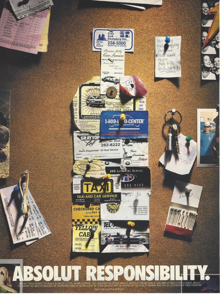 1999 Absolut Vodka Responsibility vintage Print Ad Advertisement