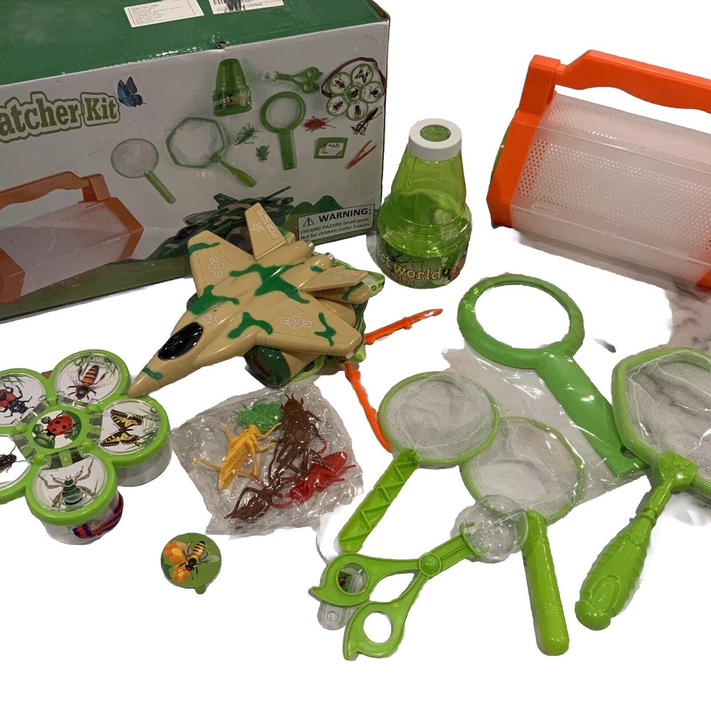 Kids Bug Catcher Kit Binoculars, Magnifying Glasses, Bug Container, Nets, Insect