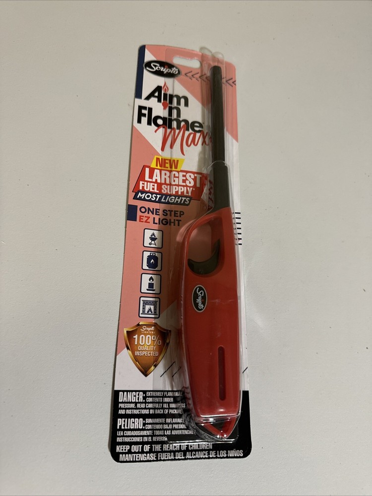 Scripto Aim N Flame Max Ez Light Red Lighter