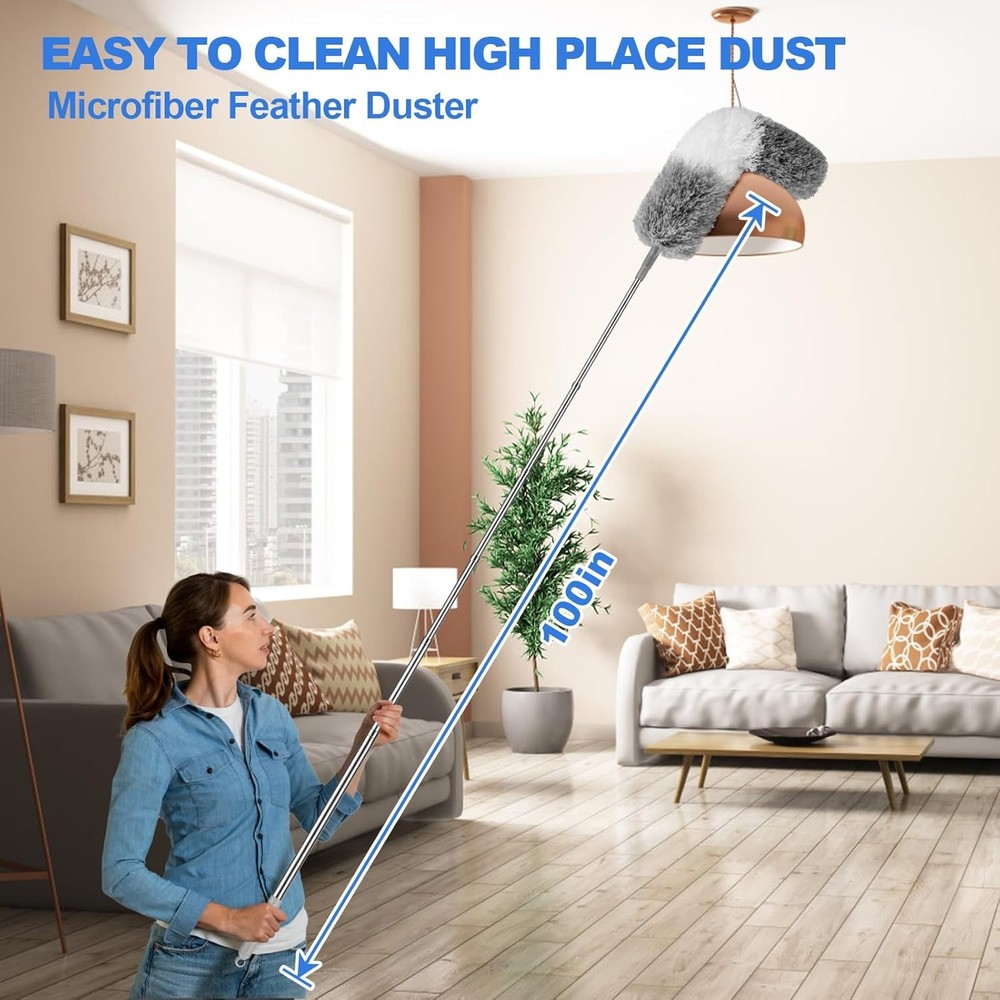 Dusters for Cleaning,Feather Duster with Extension Pole,Ceiling Fan Cleaner Dust