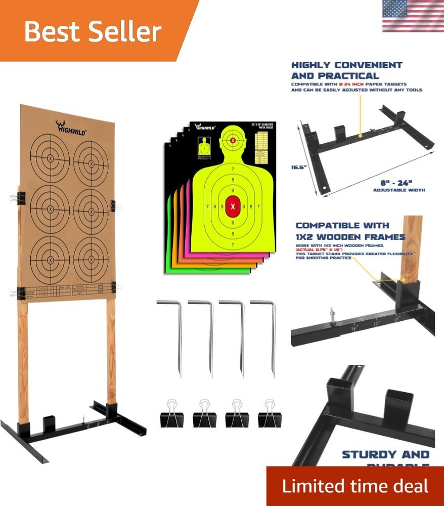 Compact Metal Target Stand Base for Paper Shooting - Includes Mounting Hardware