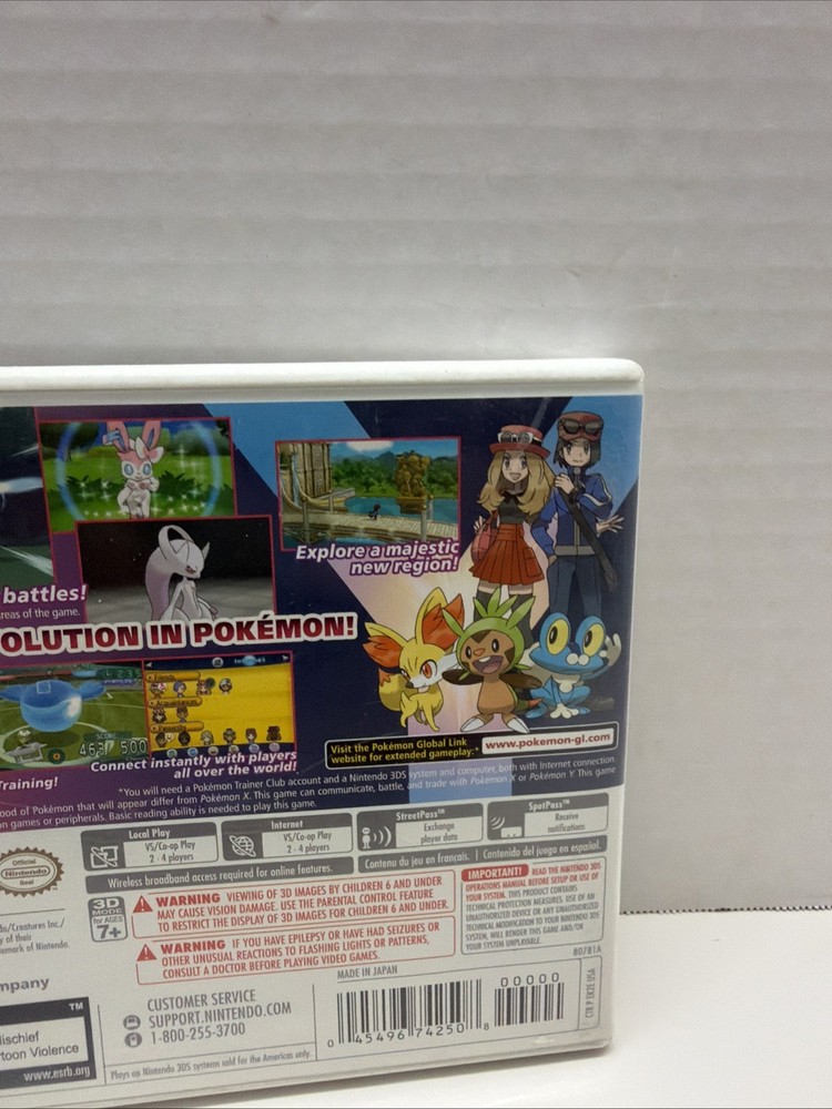 Pokemon Y Version Nintendo 3DS Authentic Case ONLY - NO GAME