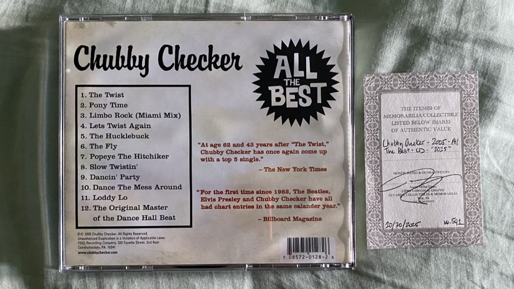 Chubby Checker signed All the Best CD - AUTHENTIC