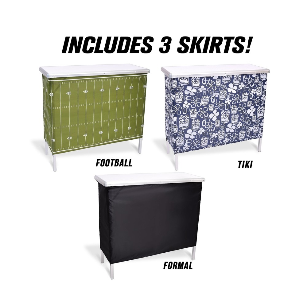 GoBar Portable High Top Bar, Includes 3 Front Skirts and Carrying Case