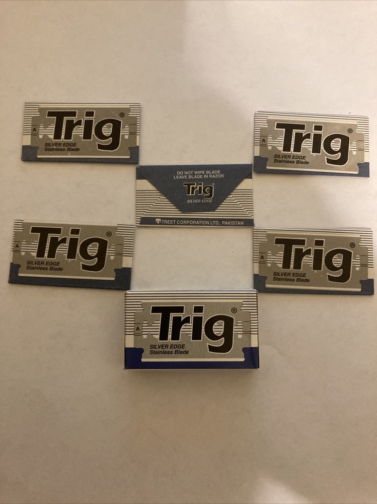 5 Double Edge Razor Blades, Trig Silver Edge Stainless Blade