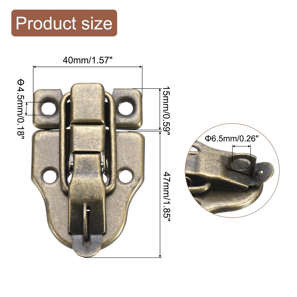 8Pcs Duck-billed Hasp Lock Retro Box Toggle Latch with Padlock Hole Bronze