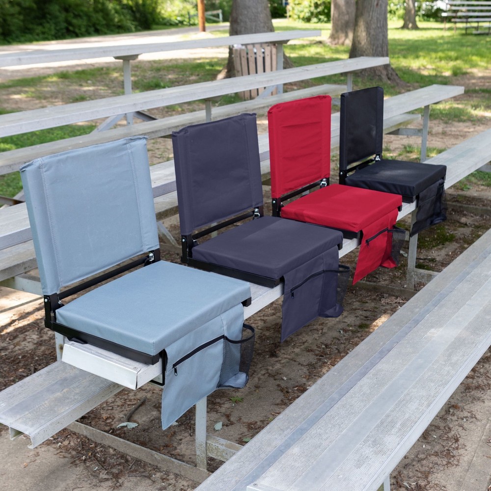 Bleacher Seat - Stadium Seat Cushion with Back Support, Gray
