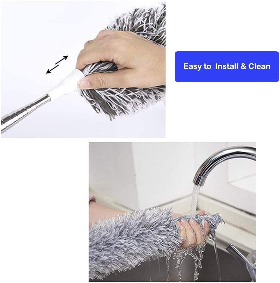 Microfiber Duster Extendable Pole 100" Stainless Steel Bendable Head Ceiling