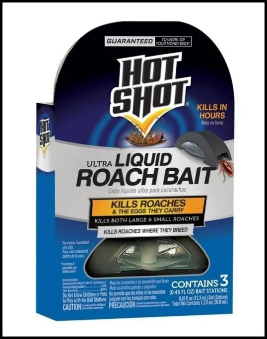 HOT SHOT ULTRA LIQUID ROACH BAIT - 3 COUNT - KILLS ROACHES FAST!!
