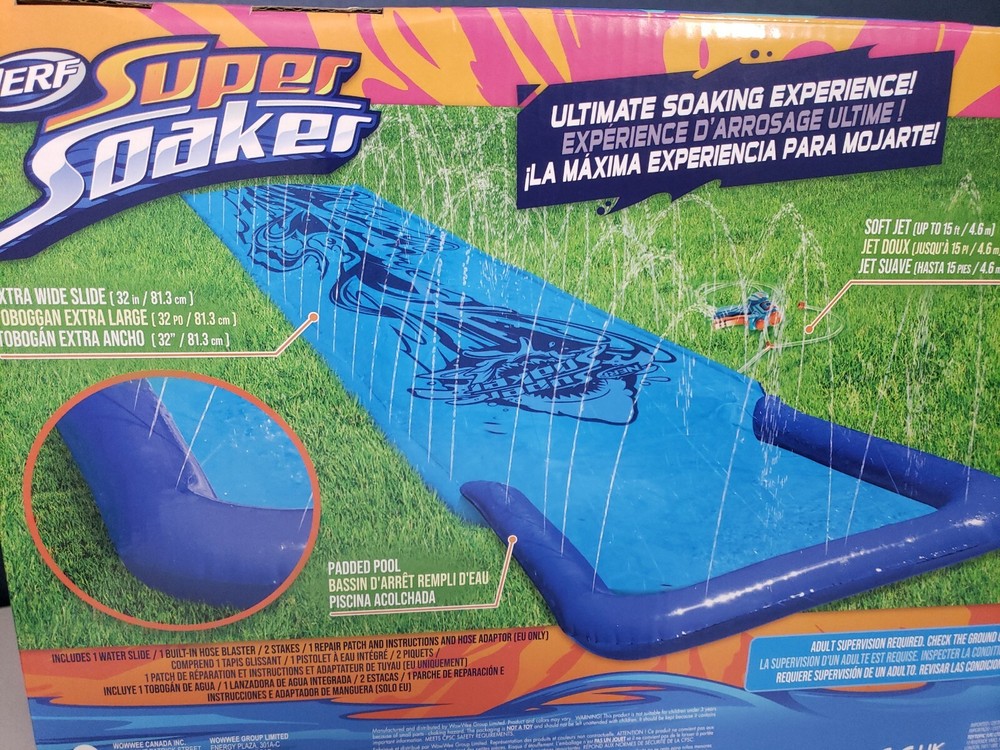 Super Soaker Blast Water Slide – 16 Ft Outdoor Slid–Includes Extra Water Blaster