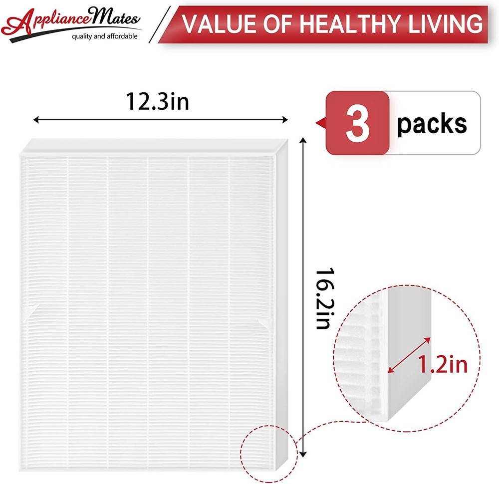Replacement HEPA Filter 3 Pack For Winix C535 / 115115 Air Purifiers