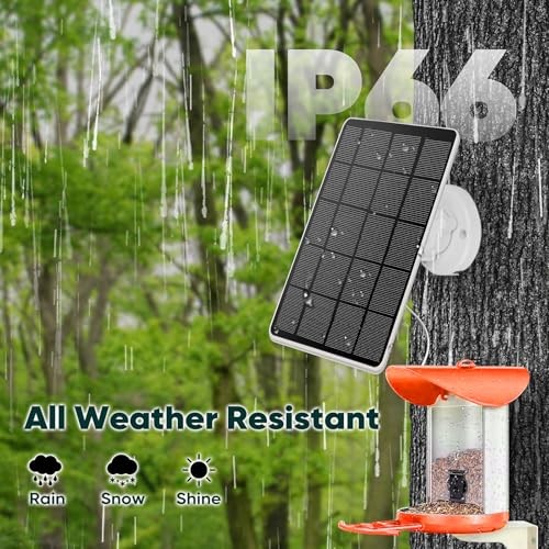 Solar Panel for Bird Feeder, Continuously 3W Power type c for bird camera