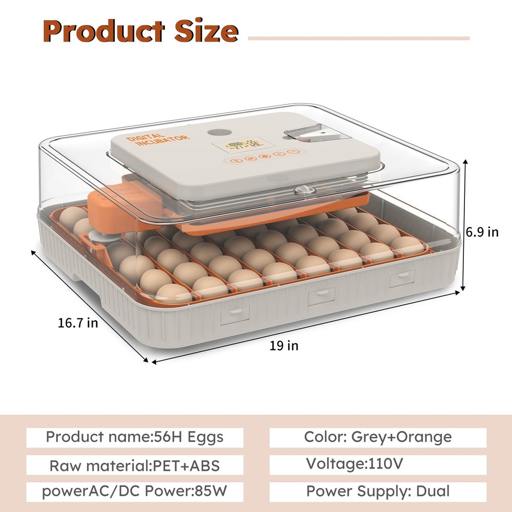 New Automatic Egg Incubators 56 Egg Turning Egg Hatching Temp & Humidity Control